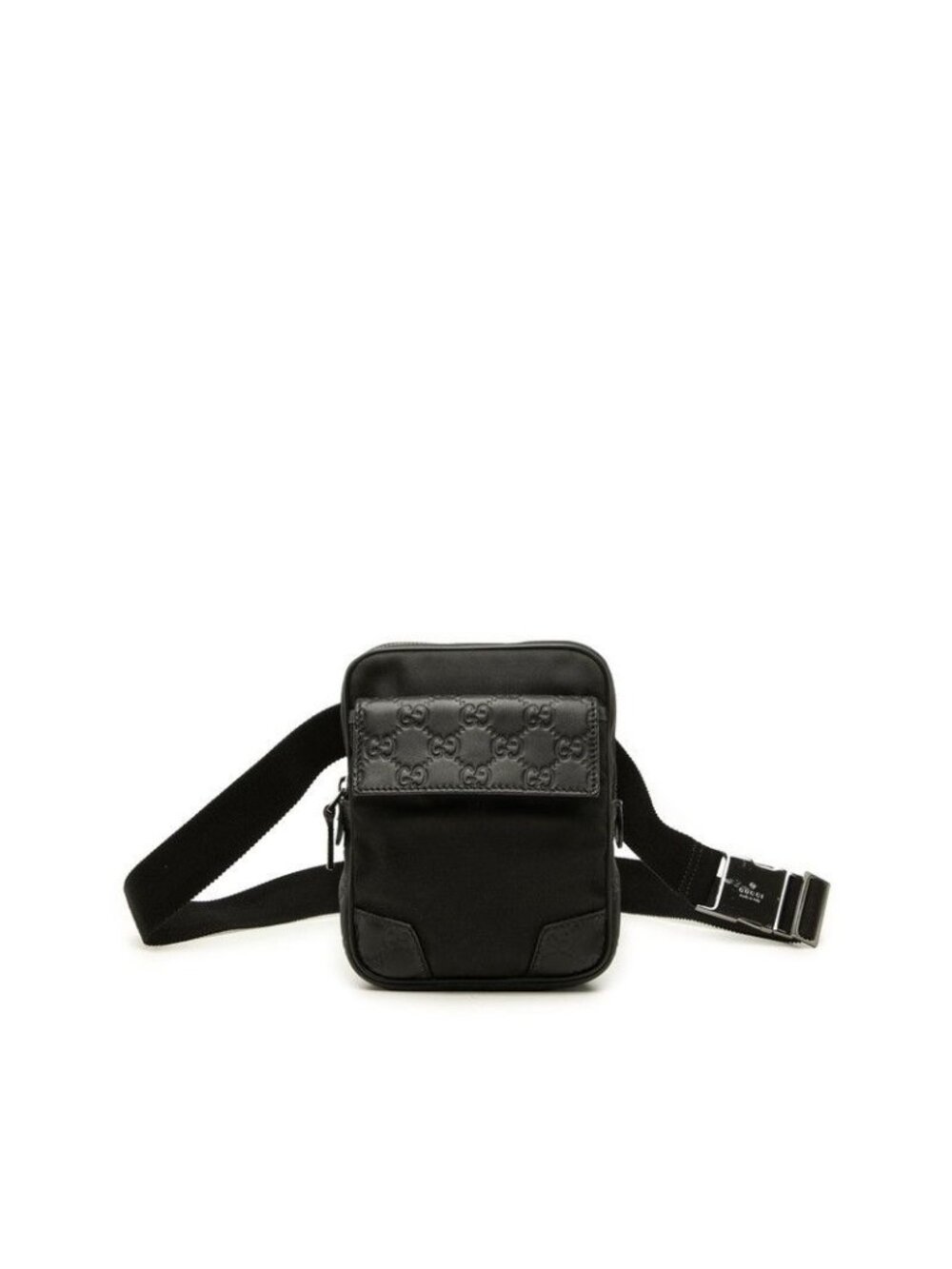 Gucci Guccissima Waist Bag Pouch Black Nylon Leather